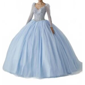 NEW HOUSE OF WU fiesta ball gown in sky